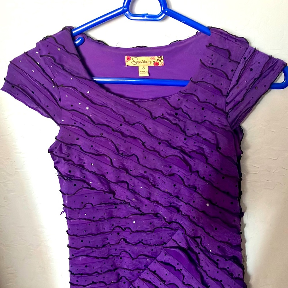 Purple sparkly frill dress